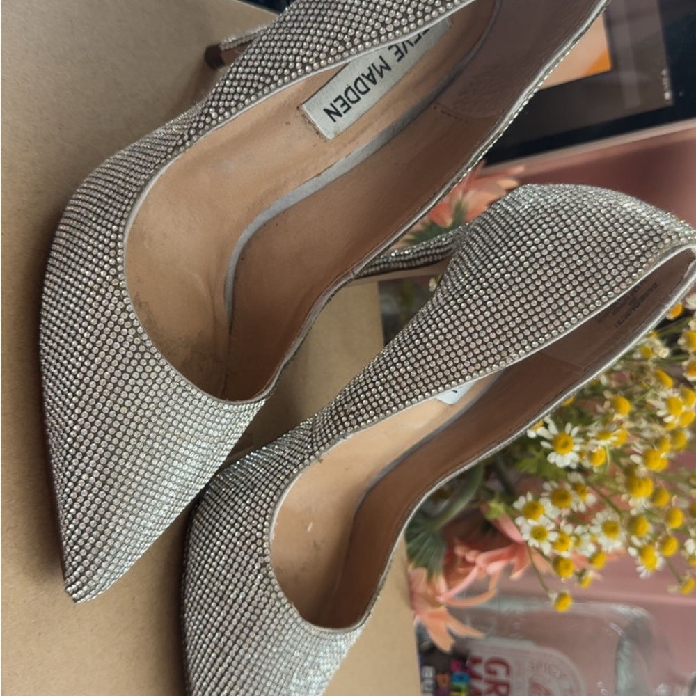Steve Madden Silver Glitter Heels